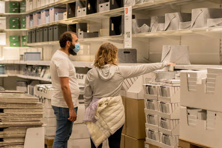 Sydney, Australia - 2020-08 Customers wearing protective face masks at IKEA Store during COVID-19 pandemic second waveのeditorial素材