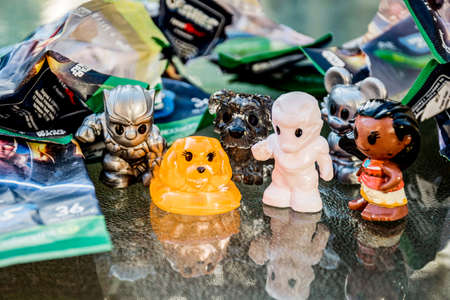 Sydney, Australia 06-09-2020 Ooshies Woolworths supermarket promotion packaging and figurines.のeditorial素材