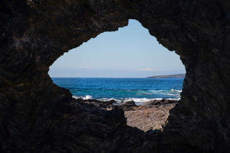 Unusual rock formation near Wagonga Head in Narooma called Australia rock. Destination South Coast, New South Walesの写真素材