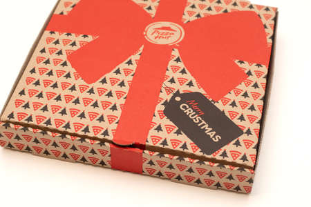 Sydney, Australia - 2019-12-06 Pizza Hut pizza in a box, takeaway carry out food for Christmas seasonのeditorial素材