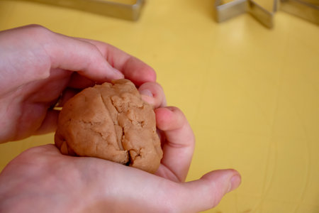 Do it yourself: Gingerbread cookies tutorial. Step by step recipe. Step 18. Take the dough lefrovers, make a ball and roll again.の写真素材