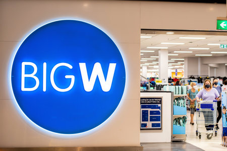 Sydney, Australia 2021-01-07 Big W Miranda department store during COVID-19 pandemic. Storefront.のeditorial素材