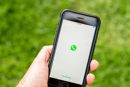 Sydney, Australia - 2021-01-17 Whatsapp messenger social networking app on the phone screen.のeditorial素材