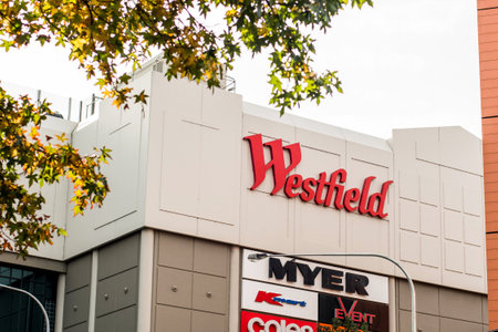 2021-05-02 Sydney, Australia Westfield shopping centre exterior view with logo sign.のeditorial素材