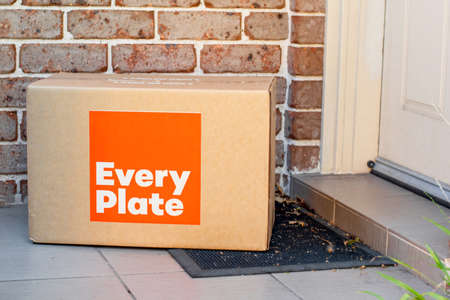 Sydney, Australia 2021-07-17 Every Plate meal kits contactless delivery during COVID-19 pandemic....