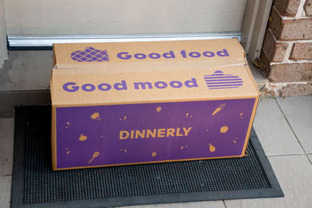 Sydney, Australia 2021-08-04 Dinnerly meal kits contactless delivery during COVID-19 pandemic....