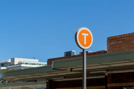 Sydney, Australia 2021-10-17 Sydney trains logo sign near the train station. Transport NSW.