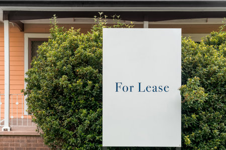 For lease sign on a white display outside of a resedential building house in Australia. Investment property real estate conceptの写真素材