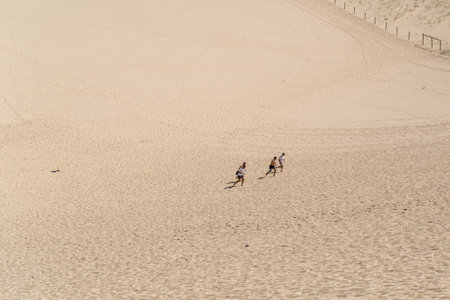 2022-02-20 Cronulla, Australia People exercising jogging running at Cronulla Sand dunes. Active challenge practice. Background with copy spaceのeditorial素材