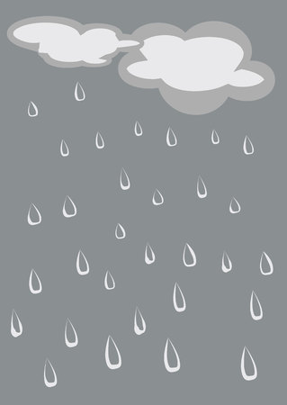 Hand painted rainy sky, raindrops and clouds.のイラスト素材