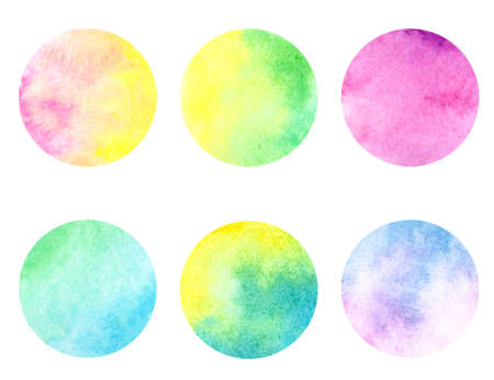 Highlights covers set isolated on white. Watercolor colorful texture. Design templates icons for social media storiesの写真素材