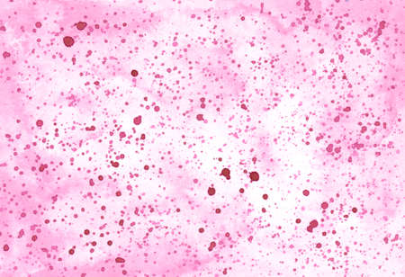 Pink background with drops of water. Abstract watercolor background. Creative wallpaper. Aquarelle texture. Color splashes on paper. Beautiful pink and white creative print. Cosmic textureの写真素材