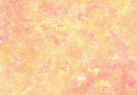 Abstract fluid art background. Hand drawn acrylic illustration. Yellow, pink, orange and white colors mixed togetherの写真素材