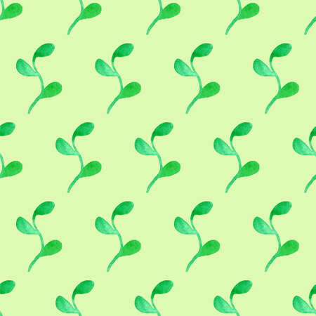 Seamless pattern with fantasy green leaves. Background for clothes, web and design. Ecology theme. Summer illustrationの写真素材