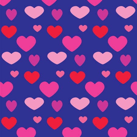 Seamless pattern with pink hearts on blue board. Love concept. Design for packaging and backgrounds. Valentines dayの写真素材