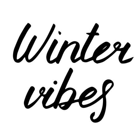 Winter lettering, vector illustration. Black text isolated on white. Winter vibes phrase. Hand drawn quote for print, cards, decoration, seasonal design. Calligraphic Inscription. Christmas bannerのイラスト素材