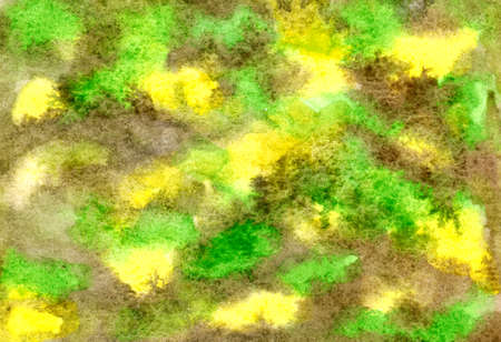 Abstract colorful watercolor background. Watercolor wet texture. Yellow, brown and green romantic illustration. Abstract art hand paint. Original artwork. Color splashing on paper. Aquarelle textureの写真素材
