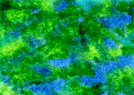 Abstract colorful watercolor background. Watercolor wet texture. Blue and green romantic illustration. Abstract art hand paint. Original artwork. Color splashing on paper. Handmade original wallpaperの写真素材