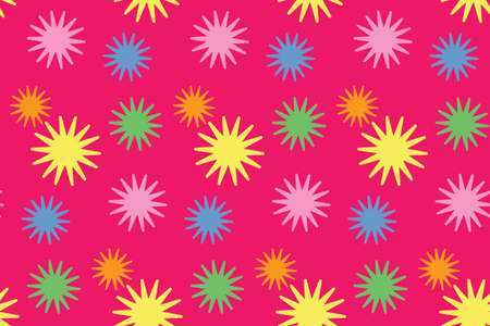 Seamless pattern with stars. Colorful background. Simple creative print for clothes, web, greeting cards, gift wrap and design. Yellow, blue, purple, pink and green colors. Jpg fileの写真素材