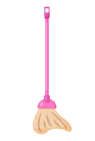 Housework mop, home cleaning broom. Hygiene, washing or housework equipment. Vector illustration in cartoon flat style. Cleaning services concept, house supplies.のイラスト素材