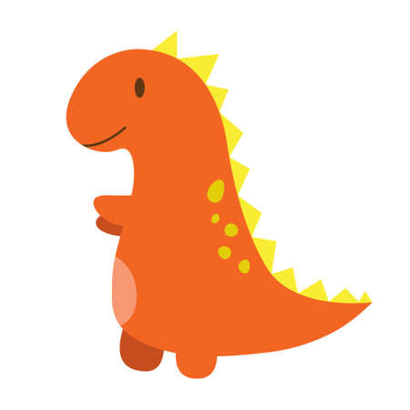 Funny cartoon dinosaur, cute illustration in flat style. Colorful print for clothes, books, textile, design and decor. Illustration for babies, kids and children.のイラスト素材