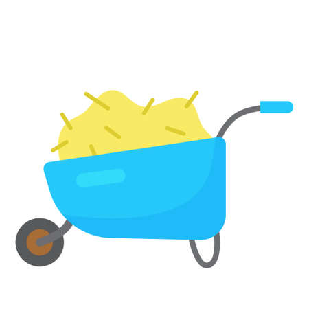 Garden wheelbarrow. Barrow cart. Garden theme, the concept of the crop. Tool and equipment for farm and gardening in cartoon flat style.のイラスト素材