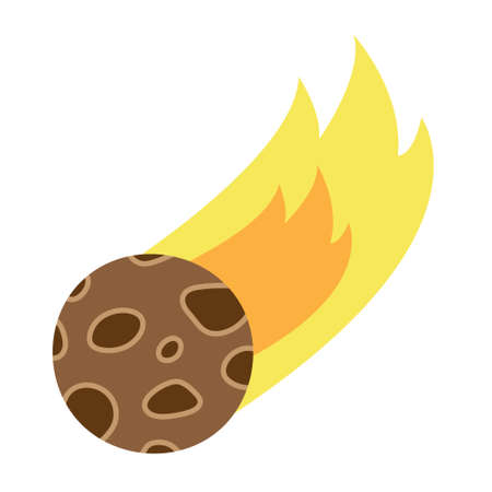 Falling meteor or meteorite with fire tail. Space comet stone. Vector illustration in cartoon flat style. Print for sticker, textile, children educational books, gift wrap, design and decor.のイラスト素材