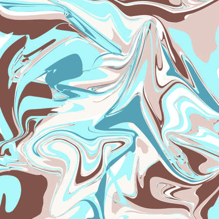 Abstract vector background, acrylic fluid art imitation. Pastel colors, liquid paint. Blue, brown and beige. Modern template for banner, design and decor. Abstract geometric shapes composition.のイラスト素材