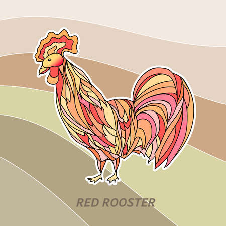 Illustration of colorful red rooster - chinese symbol of 2017.のイラスト素材