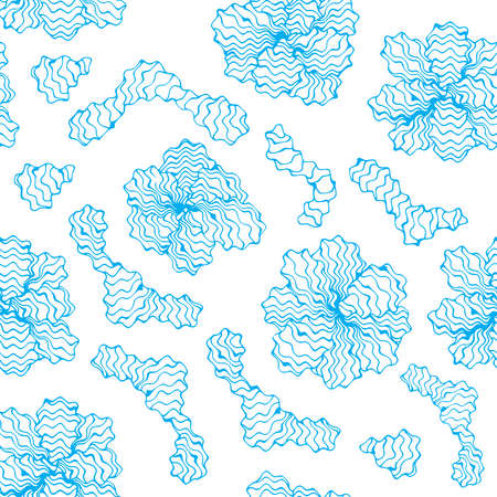 Vector seamless pattern of abstract hand drawn doodles in blue color on white background....