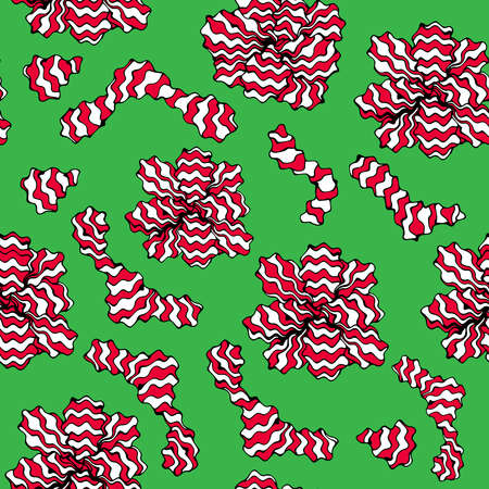 Vector seamless pattern of abstract hand drawn doodles in Christmas  colors. Illustration for...