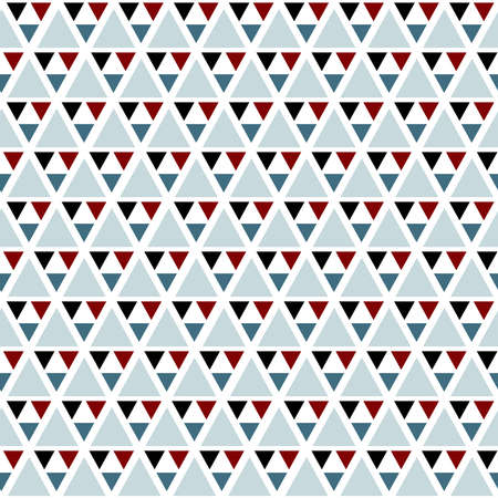 Seamless vector triangle pattern in trendy colors - blue, black, red, white.のイラスト素材