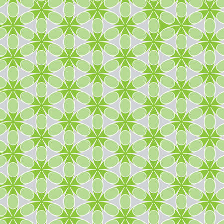 Seamless vector symmetrical flowers pattern in light green colors.のイラスト素材