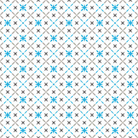 Seamless vector grid pattern with blue and gray floral elements on white background.
Endless texture for documents, textile, wrap or wallpaper.のイラスト素材