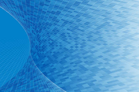 Vector abstract background with three dimensional space. Geometric pattern of lines and random opacity squares.のイラスト素材