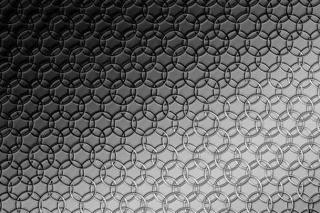 Abstract background with repeating interconnecting silver rings in gray colors. 3d illustration.の写真素材