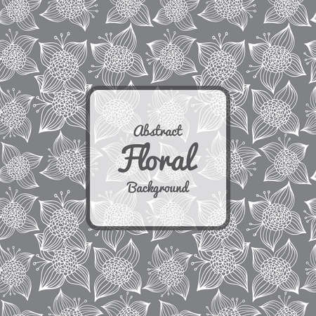 Abstract background with floral elements in white and gray colors.のイラスト素材