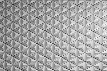 Illustration with repating pure white pyramids. Repeating white hexagons made of simple pyramids. 3d...