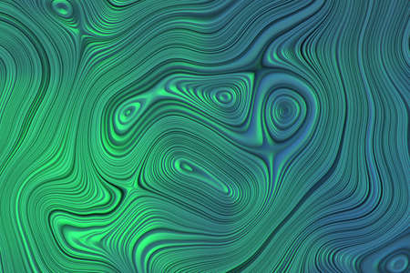 Abstract background with textured curvy lines in blue and green colors. 3d illustration.