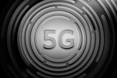 Concept illustration of 5G communication technology in black and white colors. 3d illustration.の写真素材