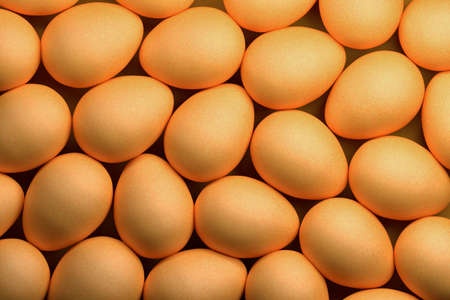 Many natural colored brown chicken eggs. Easter eggs. 3d illustration.の写真素材
