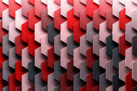 Abstract background with red shaded layered structures. 3d illustration.の写真素材