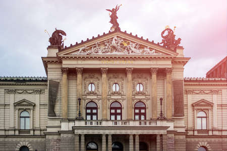 PRAGUE, CZECH REPUBLIC - FEBRUARY 12, 2018: Front view on facade of The State Opera in Prague.