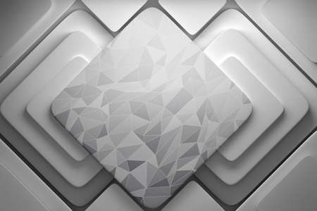 Abstract presentation mock up template with polygonal shapes with rounded edges and triangular...