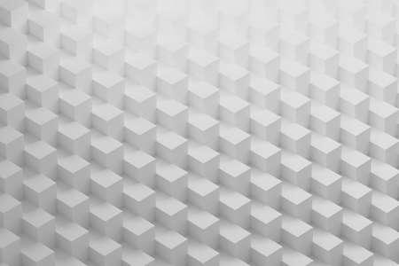 White pattern with geometric arrangement of cubes. 3d illustration.