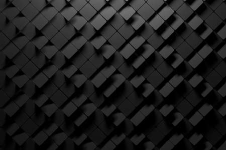 Black pattern with many randomly rotated geometric low poly squares. 3d illustration.の写真素材