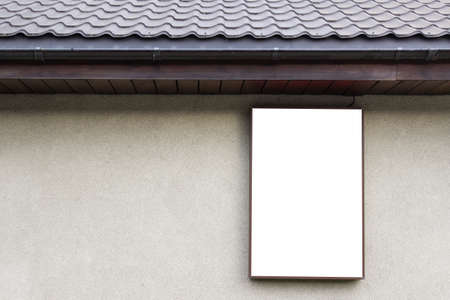 Mockup template of building exterior with one advertisement borders.