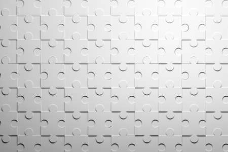 White pattern with repetitive jigsaw puzzle pieces. 3d illustration.