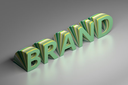 Word brand made of made rotated paper like sheets on white background. 3d illustration.
