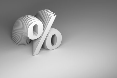 Single one percent sign on white background. 3d render.の写真素材